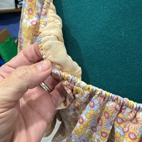 ZARA Printed Satin Effect Puff-Sleeve Off-The-Shoulder Crop Top Women’s Small - Picture 6 of 9